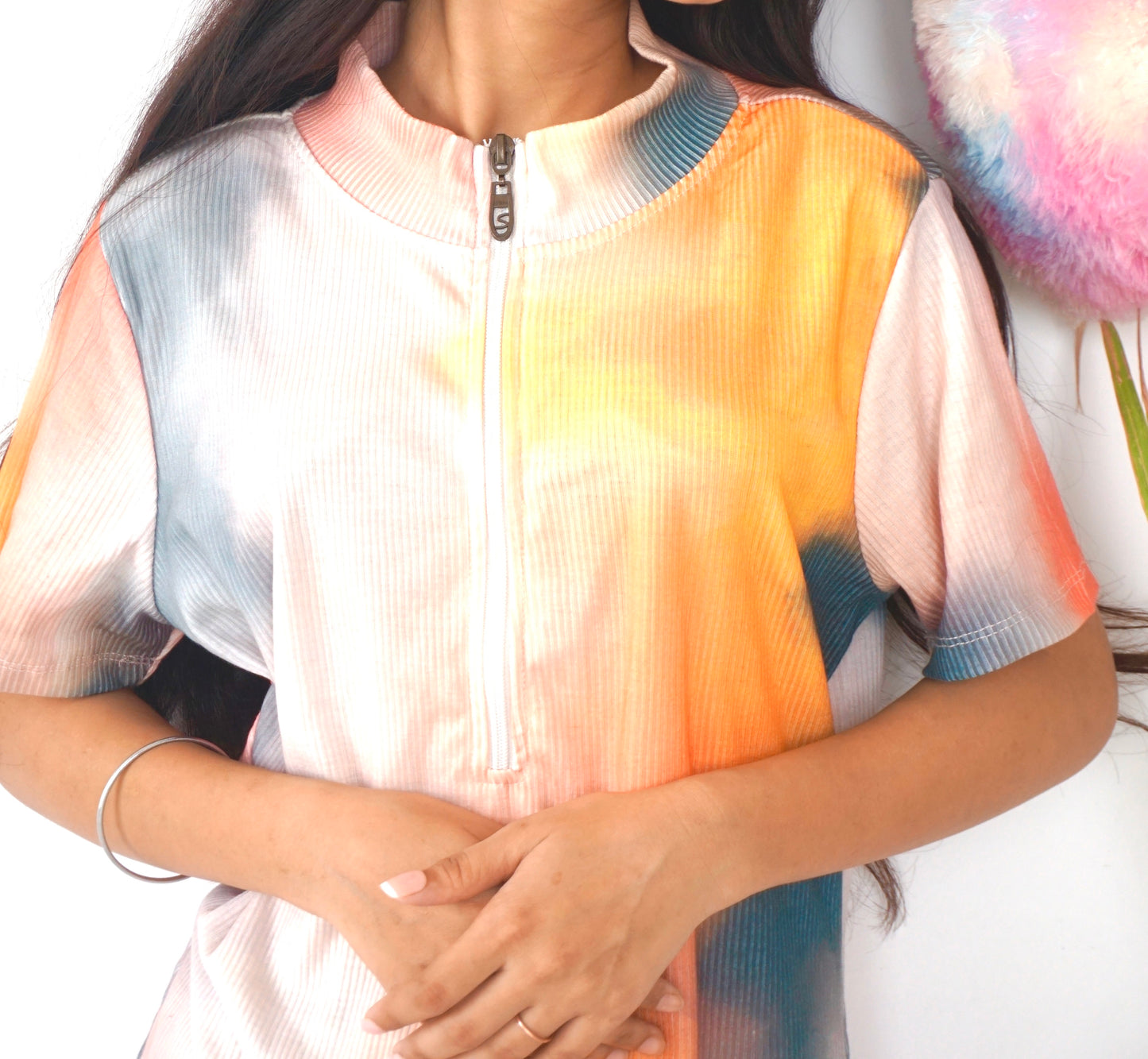 Women’s Tie-Dye Zip-Up Midi Dress