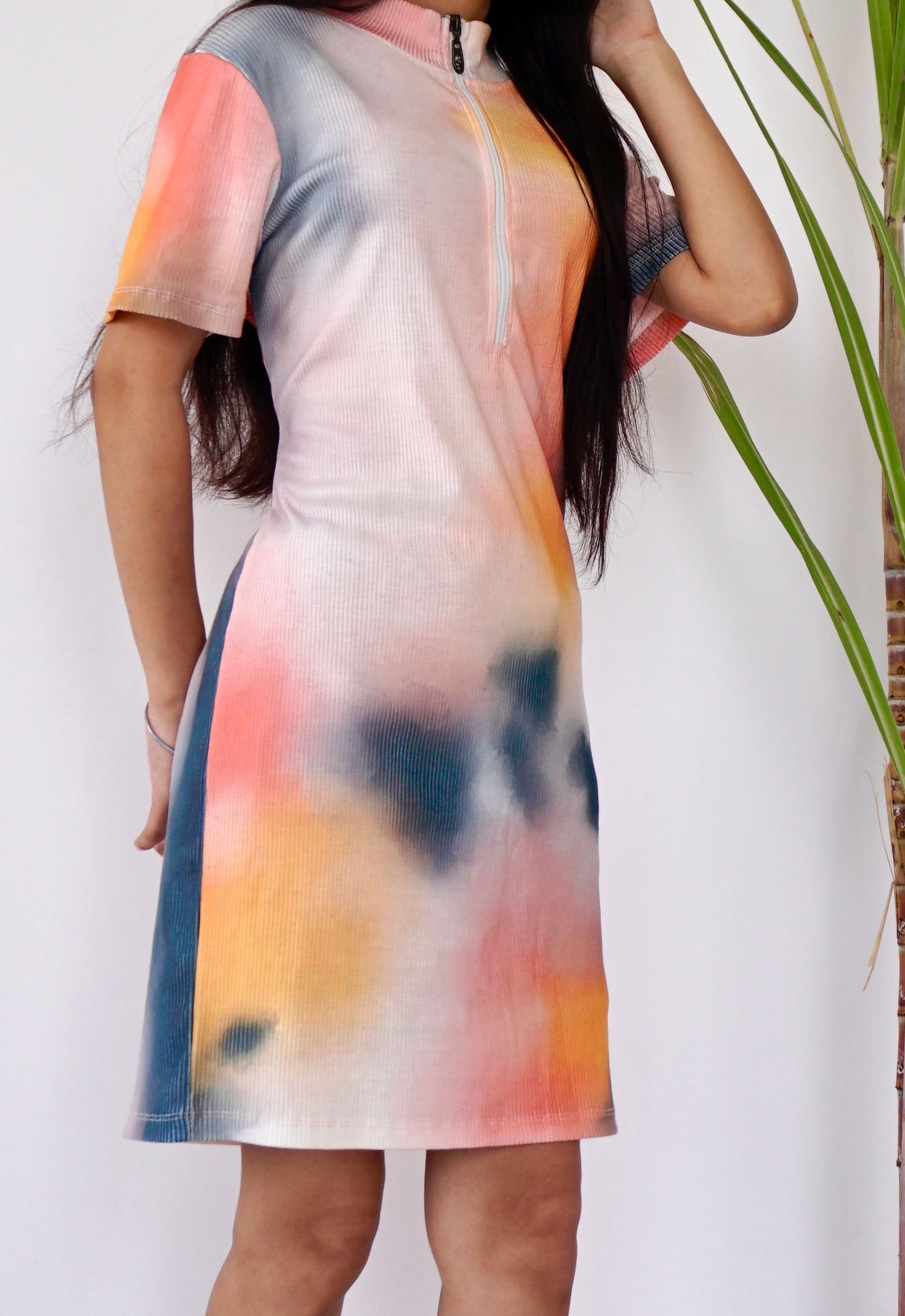 Women’s Tie-Dye Zip-Up Midi Dress