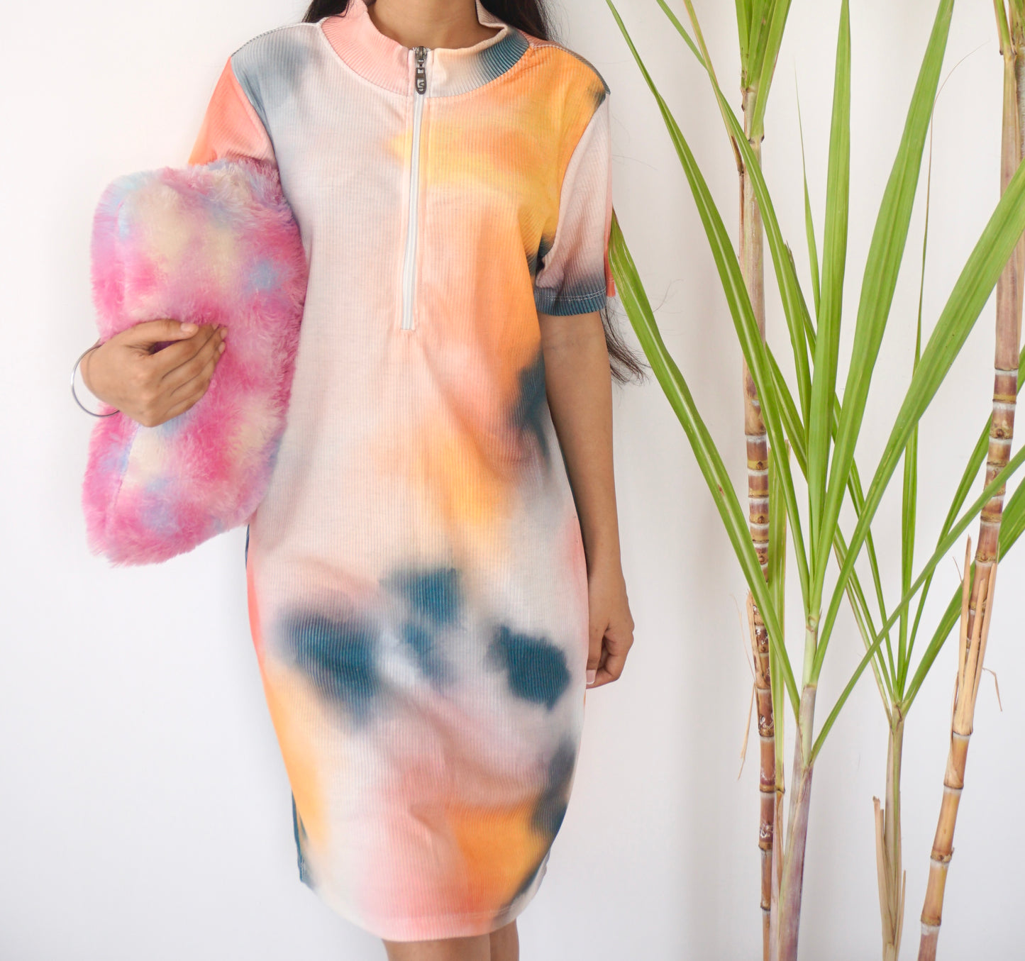 Women’s Tie-Dye Zip-Up Midi Dress