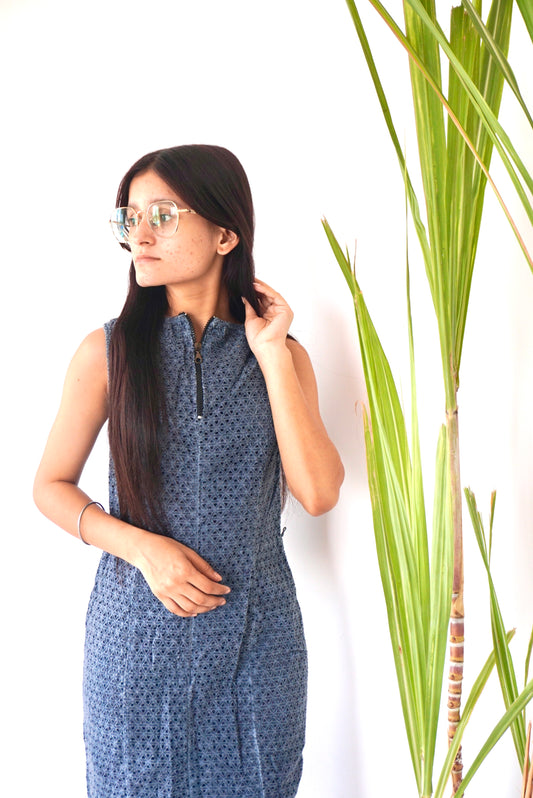 Women’s Denim Eyelet Midi Dress